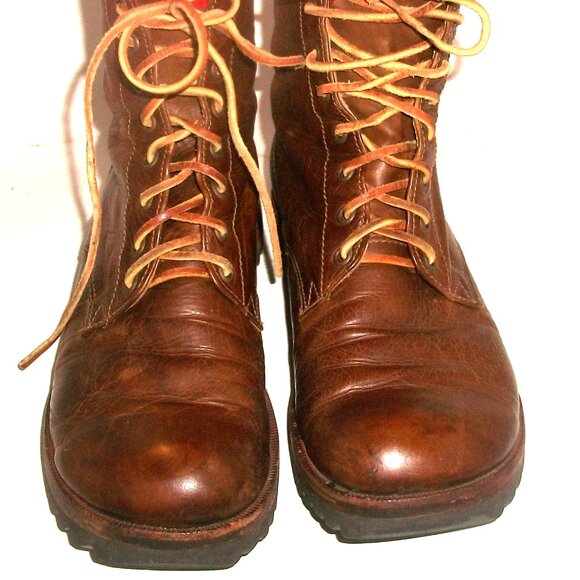 Jim Barnier Eco-Friendly Handmade Brown Leather Boho Chic Lace Up Hobo Boots 7M - Picture 8 of 15